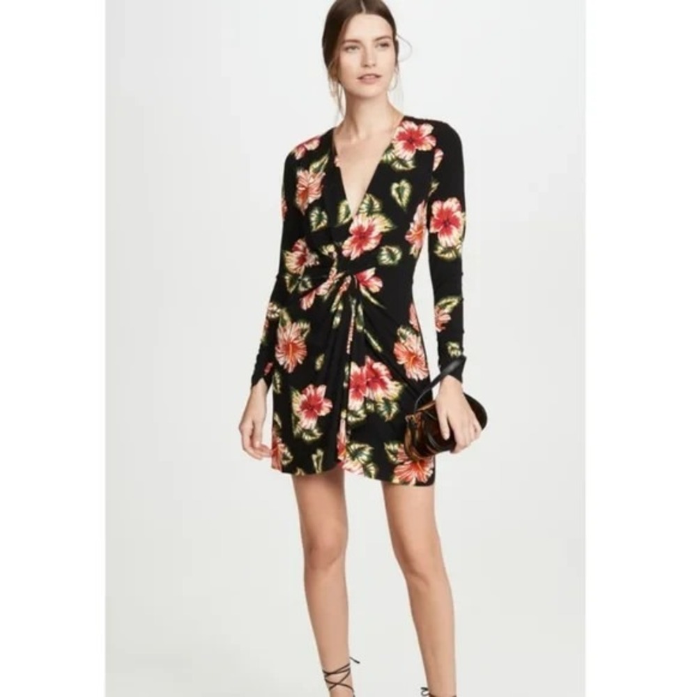 Le Superbe Waikiki Mini Baller Floral Print Long Sleeve V-Neck Dress Size XS‎